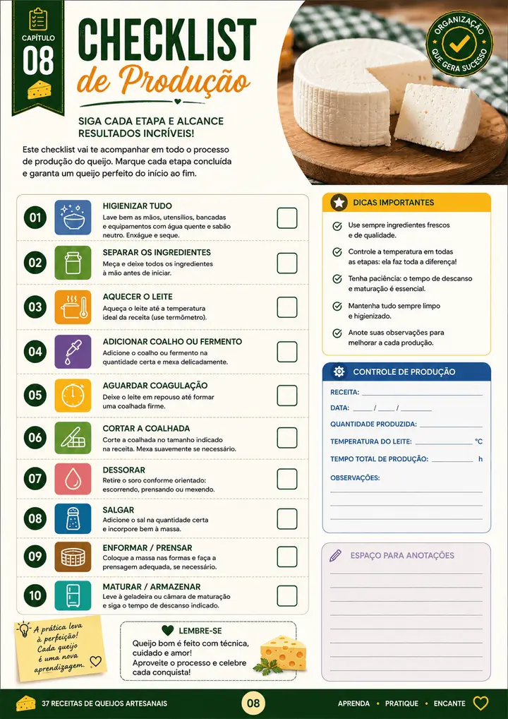 Página do checklist de produção